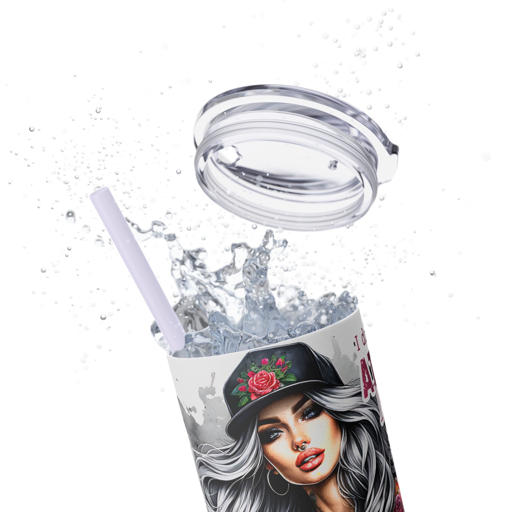 Tumbler Wrap, Badass Funny Design, 20oz Skinny Tumbler with Straw