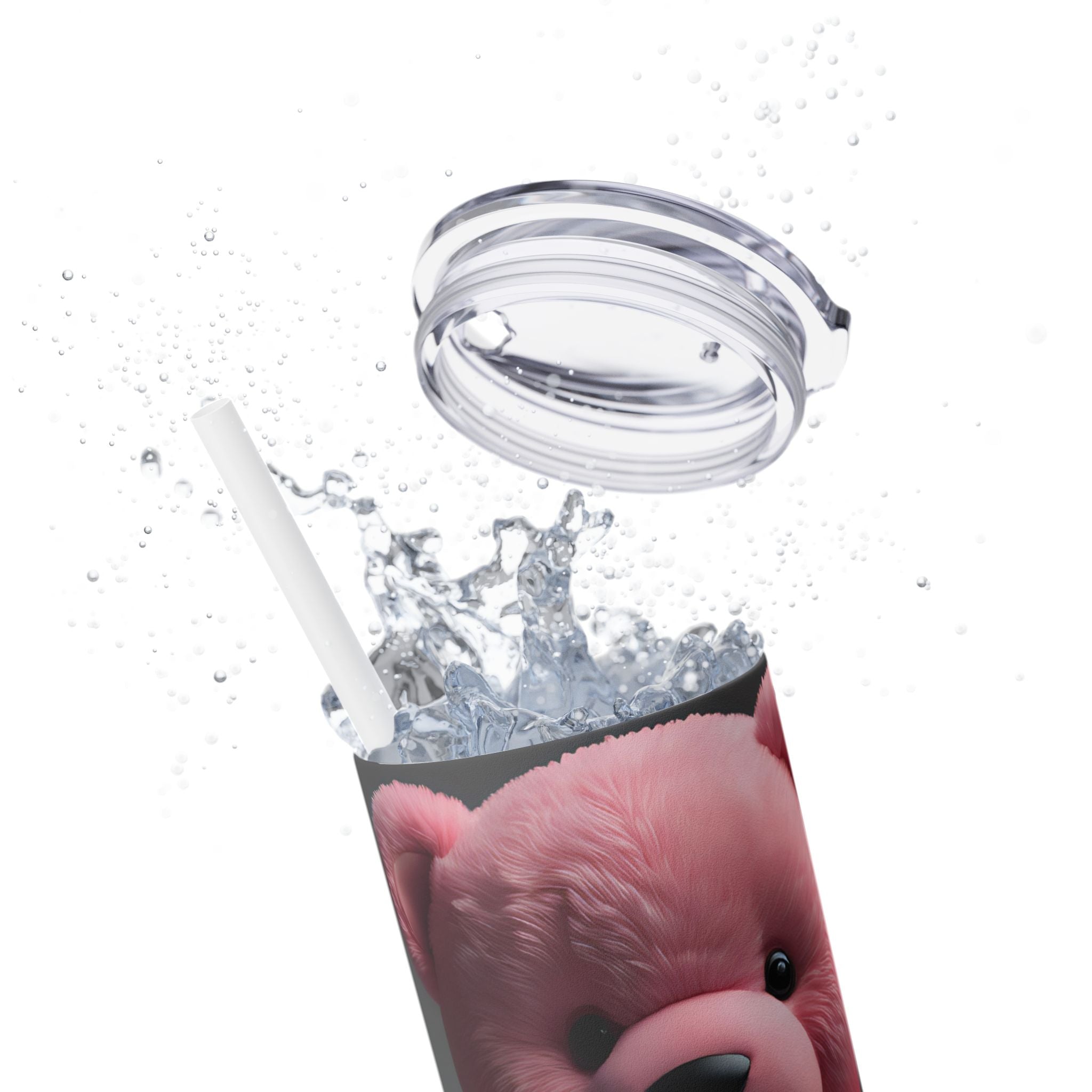 Tumbler with Straw - Valentine's Day Teddy Bears Design