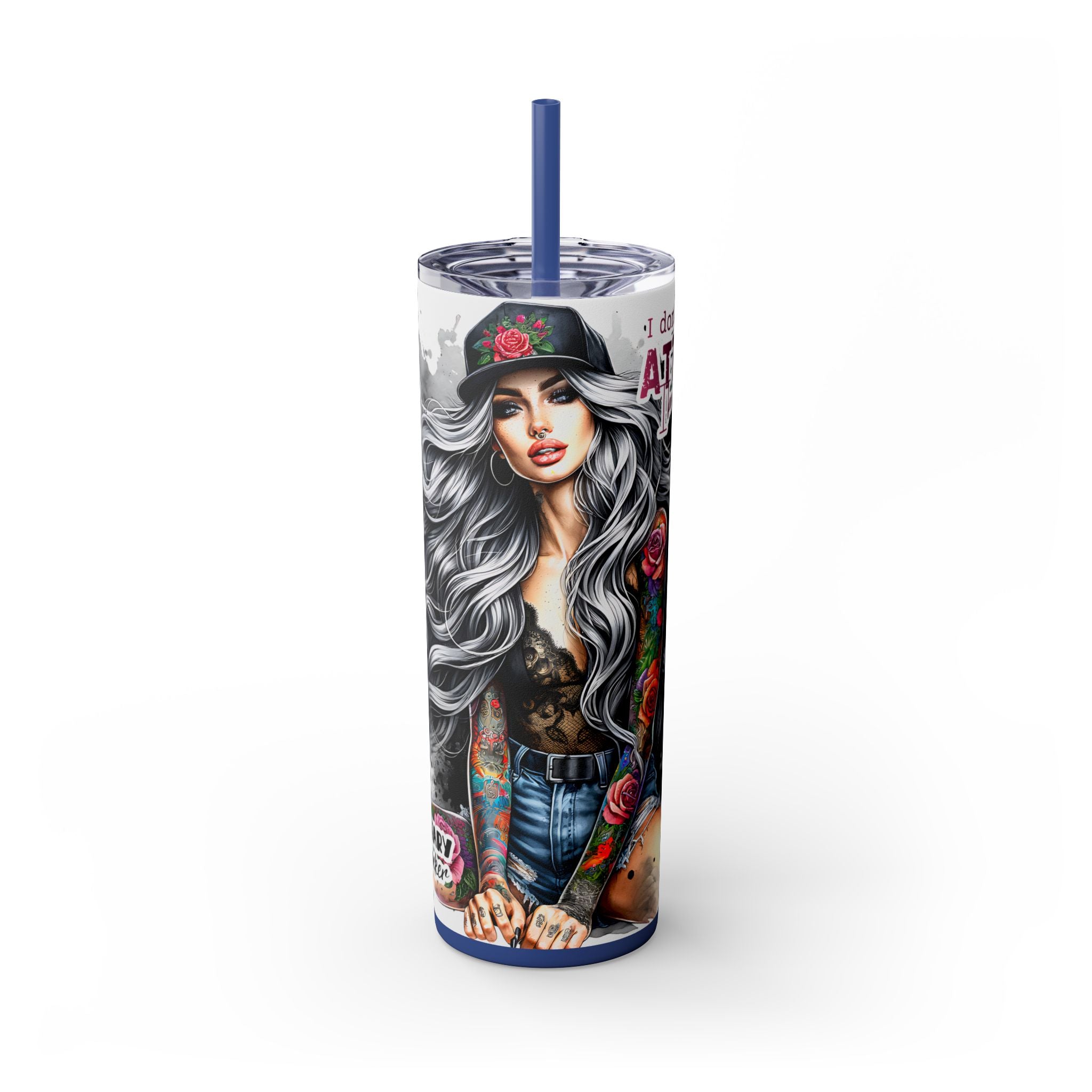 Tumbler Wrap, Badass Funny Design, 20oz Skinny Tumbler with Straw