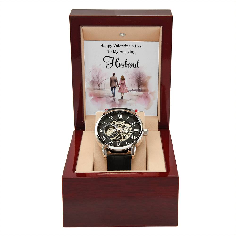 To My Amazing  Husband - Valentine's Day Gift - Men's Openwork Watch