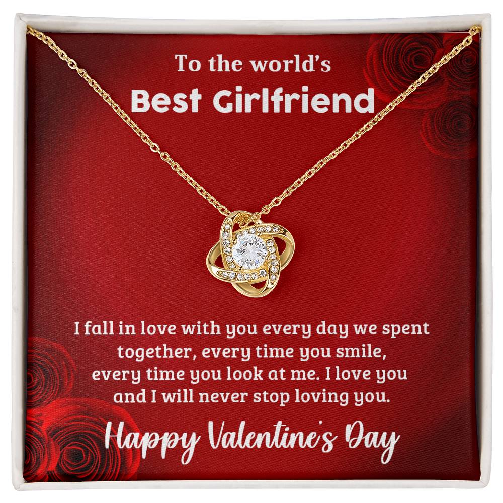 To The World's Best Girlfriend - Valentine's Day Gift - Love Knot Necklace