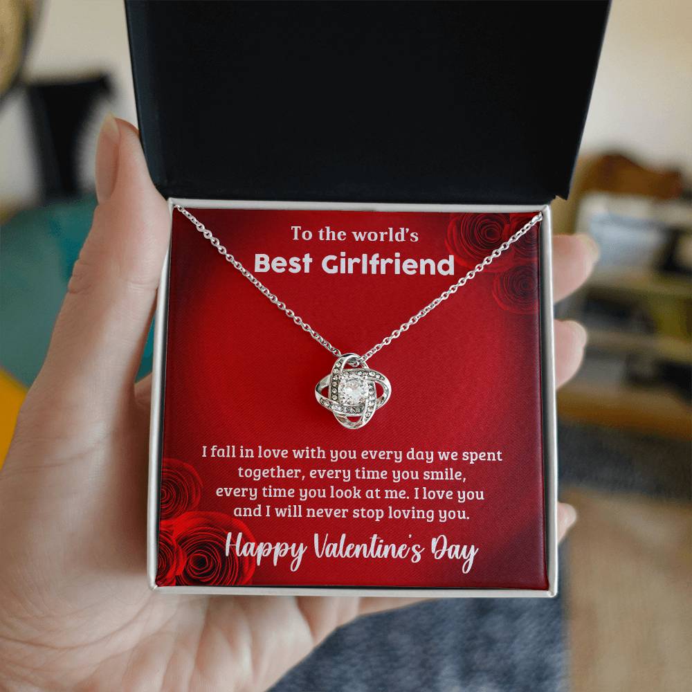To The World's Best Girlfriend - Valentine's Day Gift - Love Knot Necklace