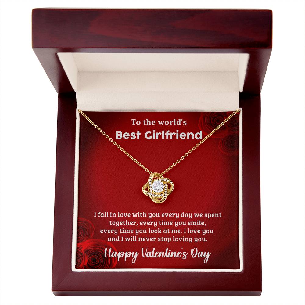 To The World's Best Girlfriend - Valentine's Day Gift - Love Knot Necklace