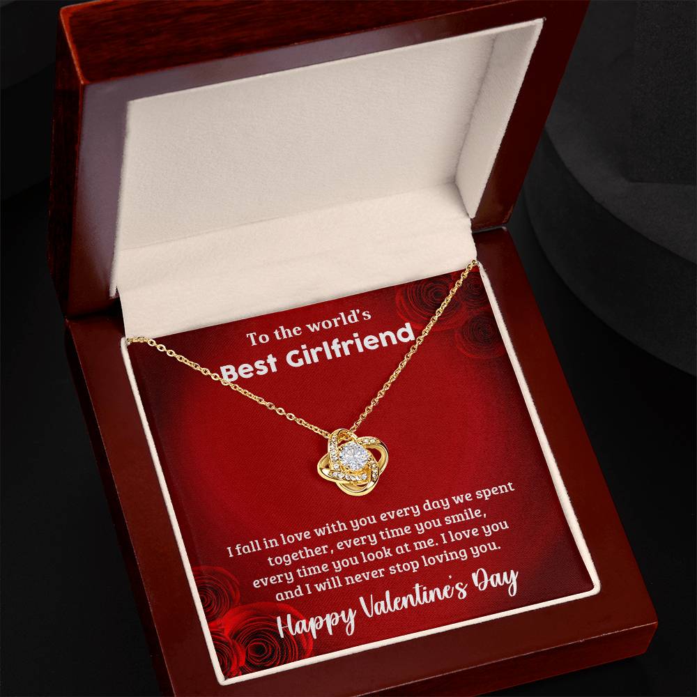 To The World's Best Girlfriend - Valentine's Day Gift - Love Knot Necklace