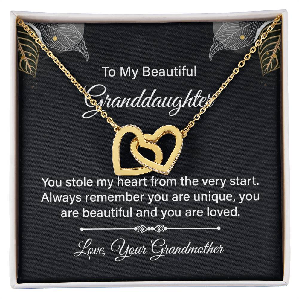 To My Beautiful Granddaughter - Interlocking Hearts Necklace