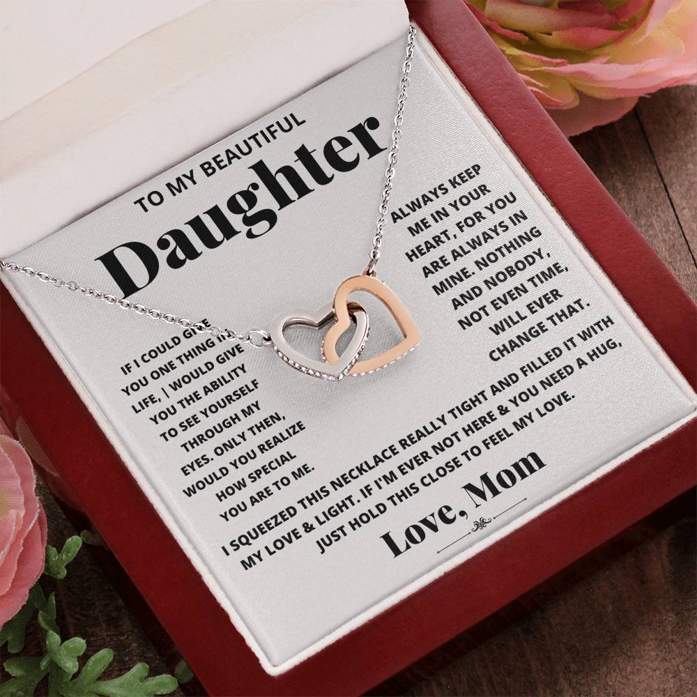 To My daughter Interlocking Hearts Necklace