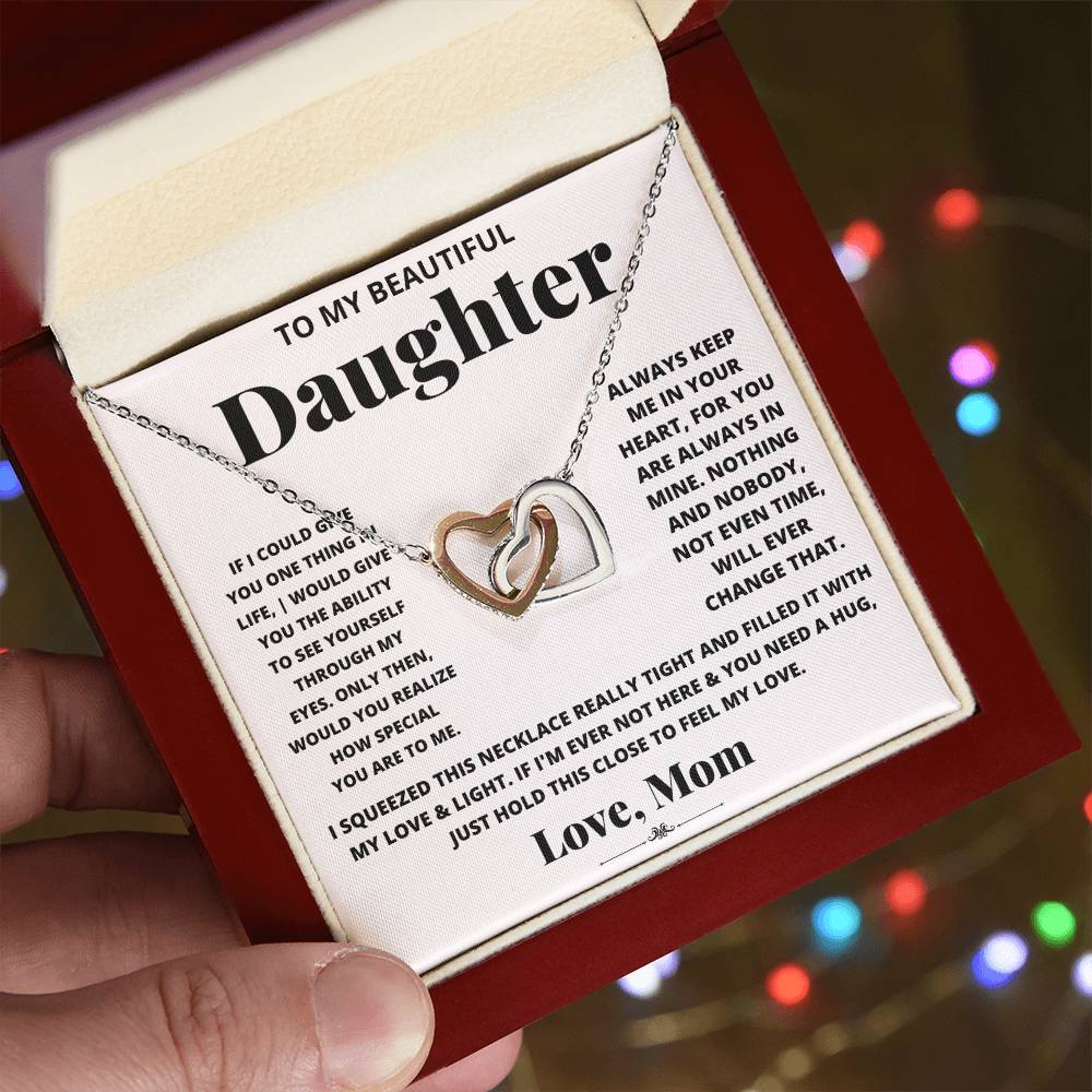 To My daughter Interlocking Hearts Necklace