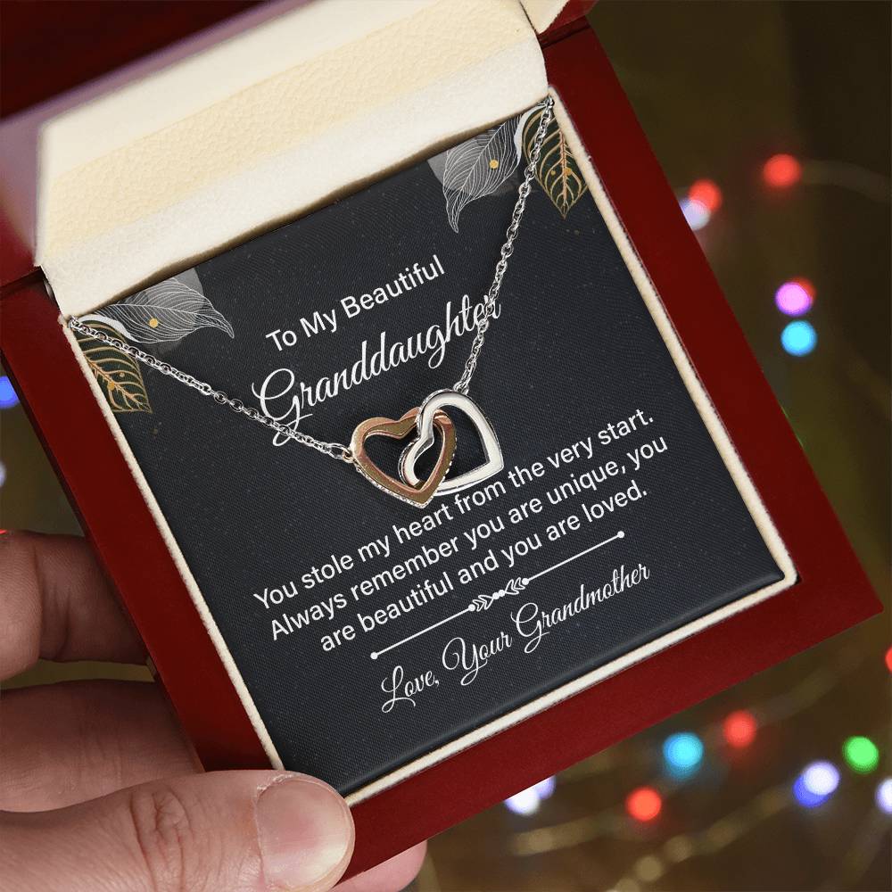 To My Beautiful Granddaughter - Interlocking Hearts Necklace