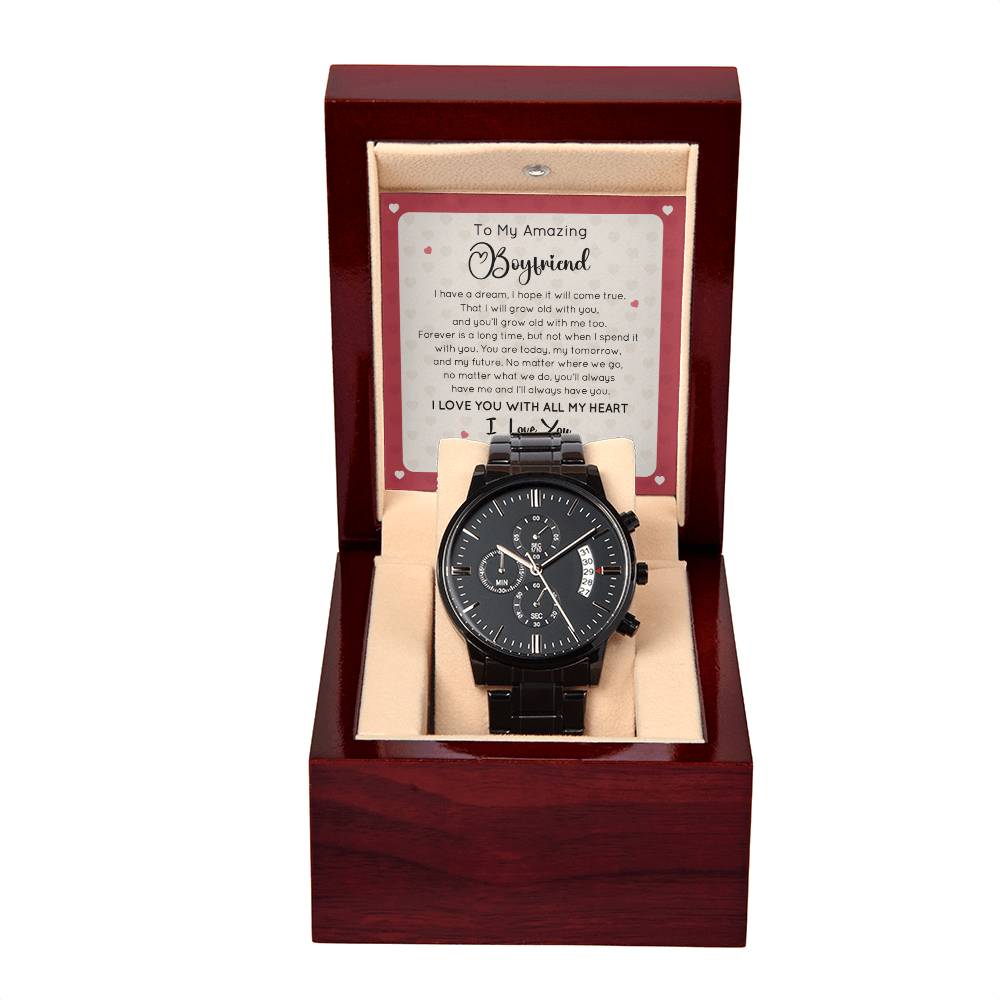 To My Boyfriend - Valentine's Day Gift - Black Chronograph Watch
