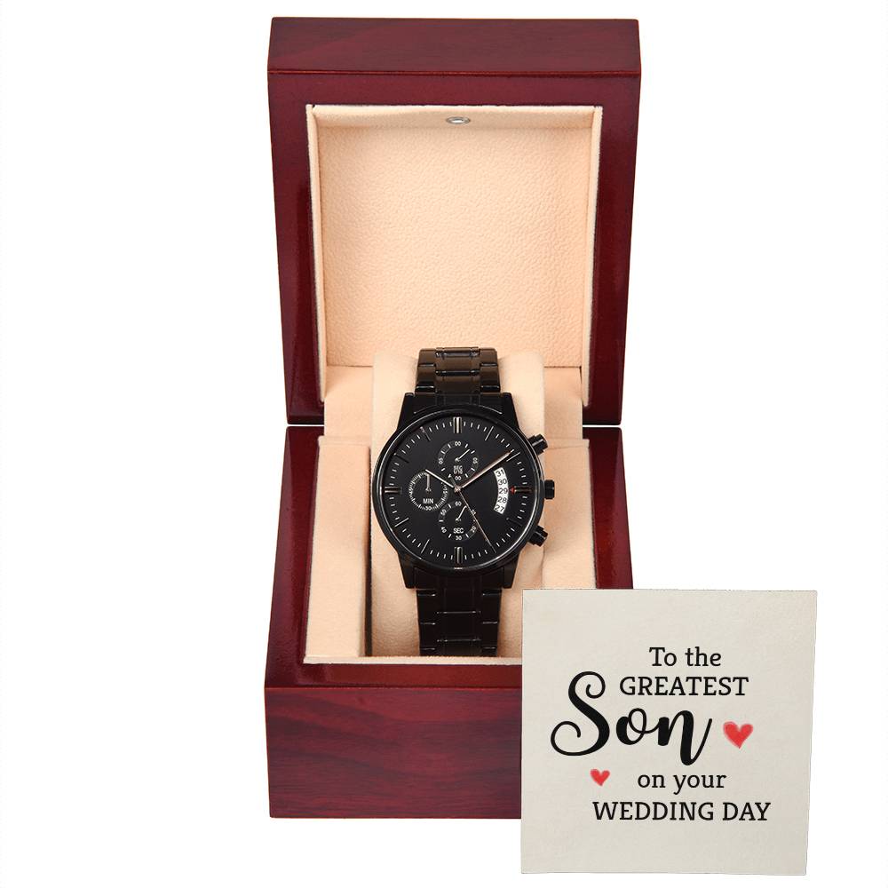 Son - Wedding Day Gift - Black Chronograph Watch