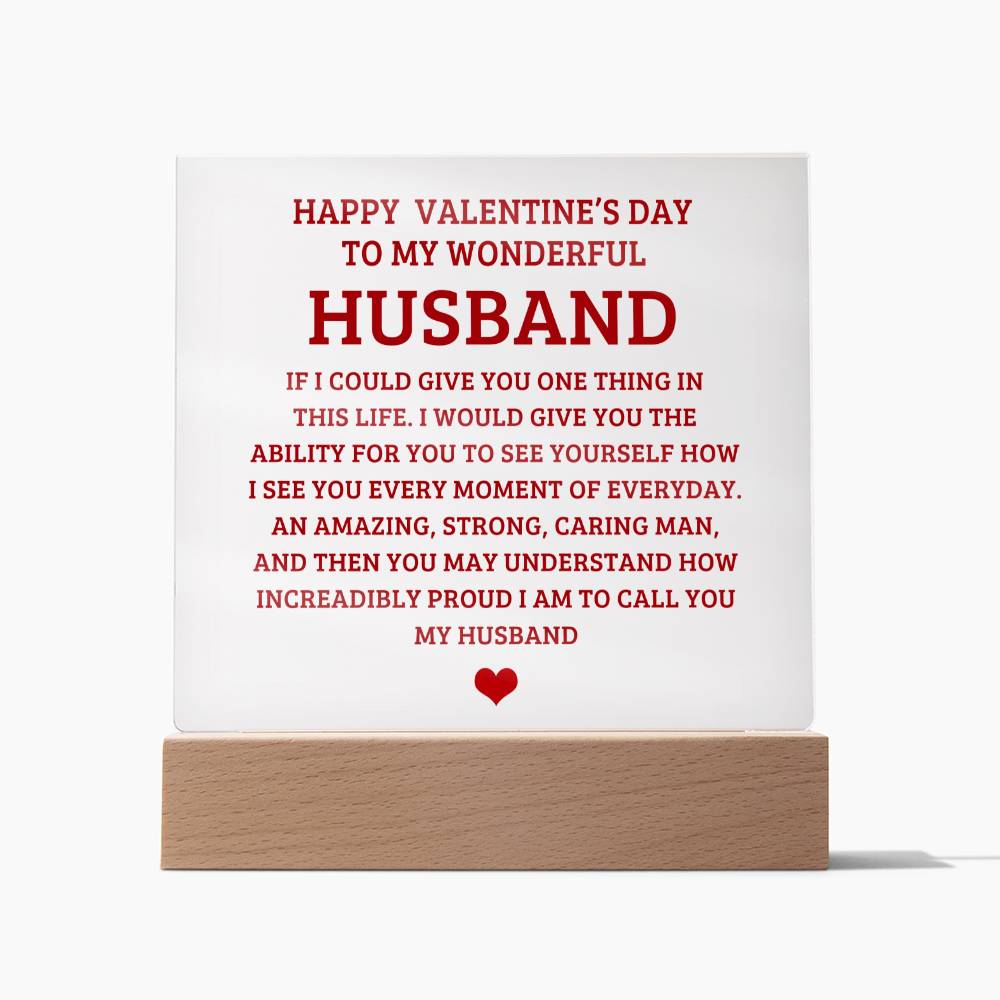 To My Wonderful Husband - Valentine's Day Gift - Acrylic Square Plaque