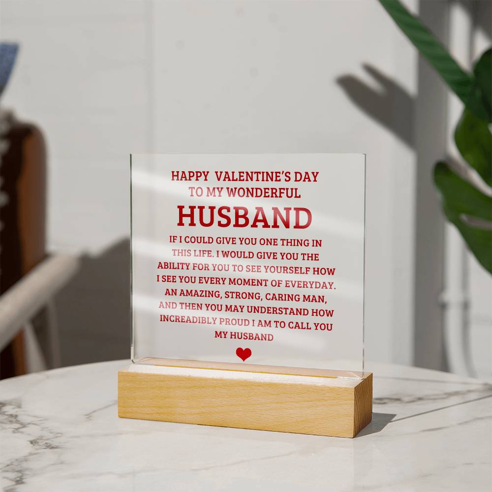 To My Wonderful Husband - Valentine's Day Gift - Acrylic Square Plaque