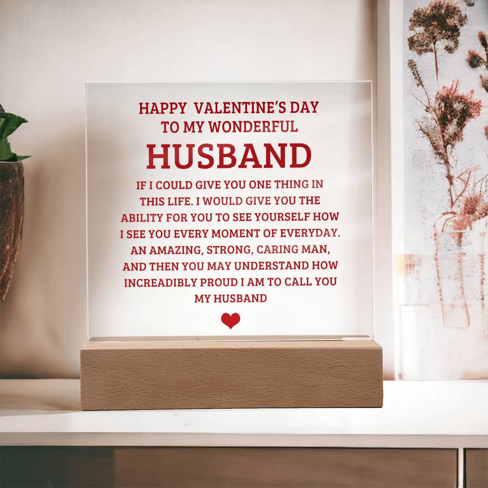 To My Wonderful Husband - Valentine's Day Gift - Acrylic Square Plaque