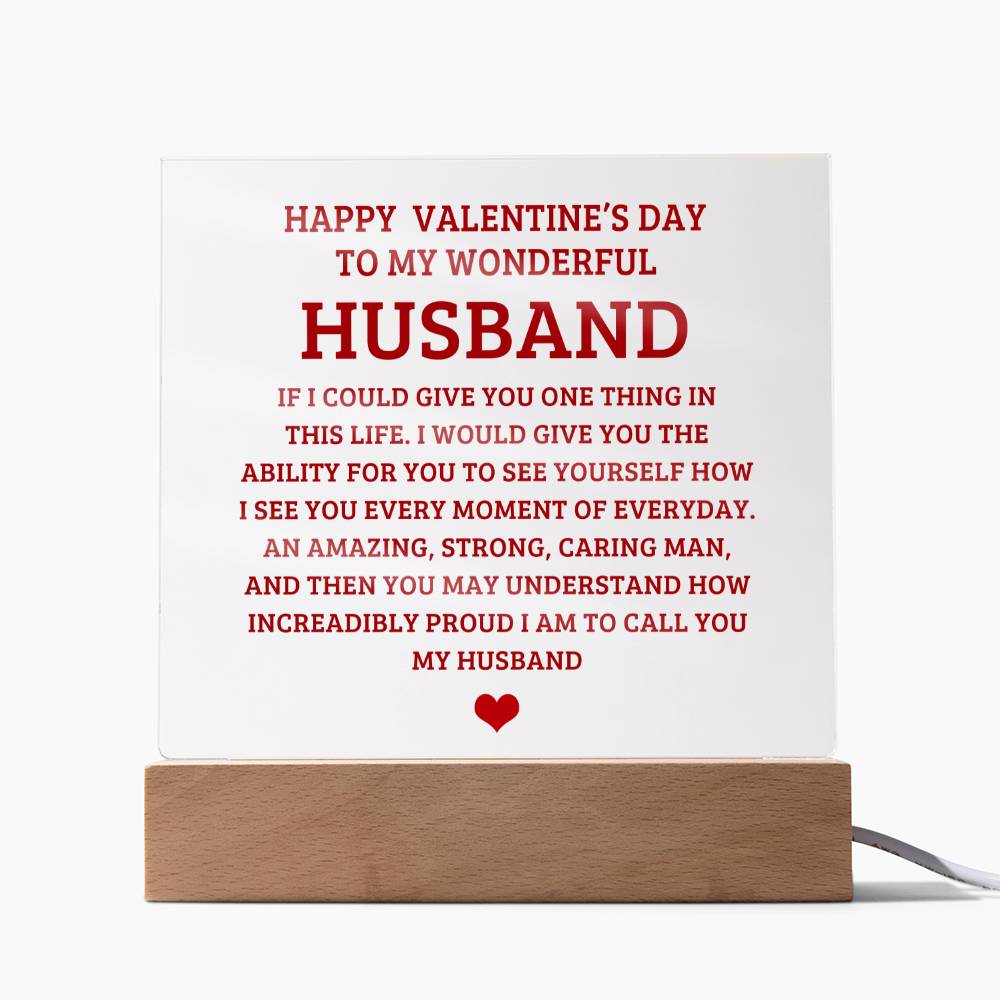 To My Wonderful Husband - Valentine's Day Gift - Acrylic Square Plaque