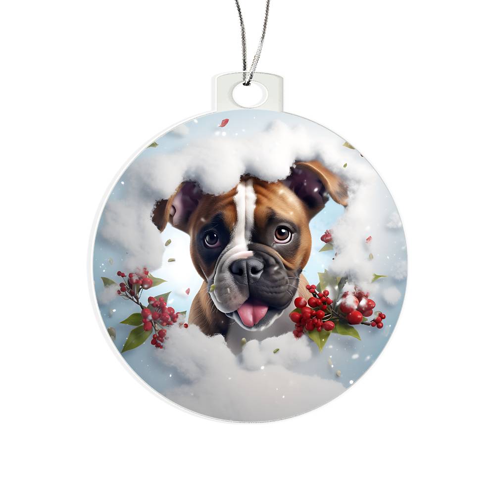 3D Dog christmas Acrylic Ornament