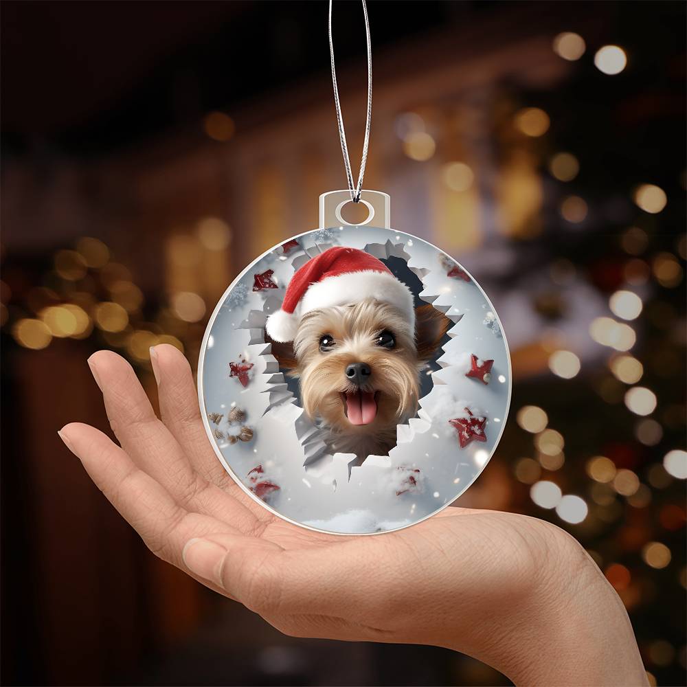 3D Dog  christmas Acrylic Ornament