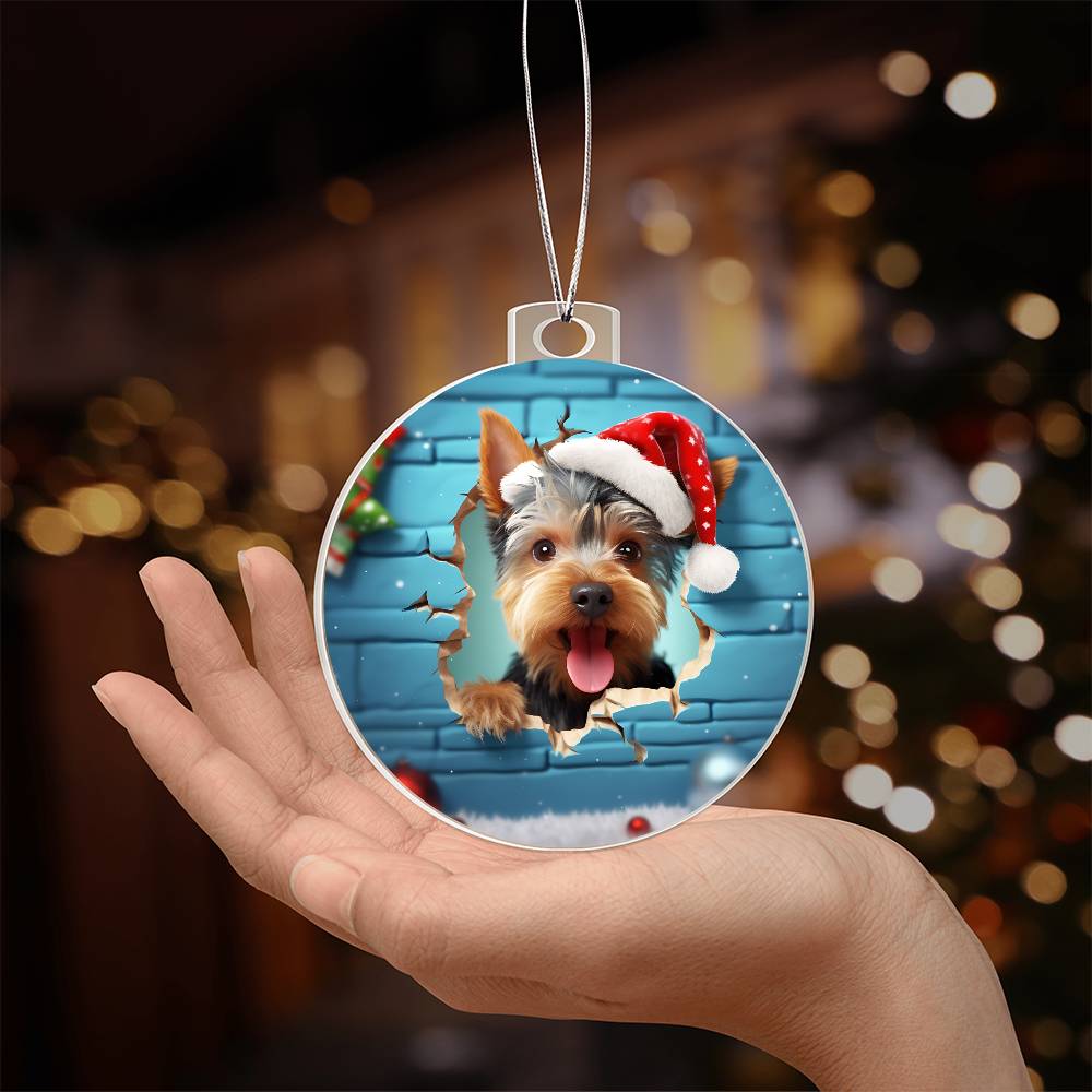 3D Dog christmas  Acrylic Ornament