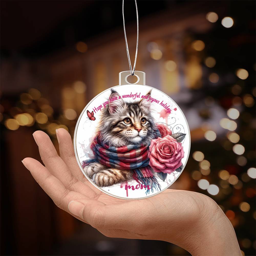 Cat Mom Acrylic Ornament