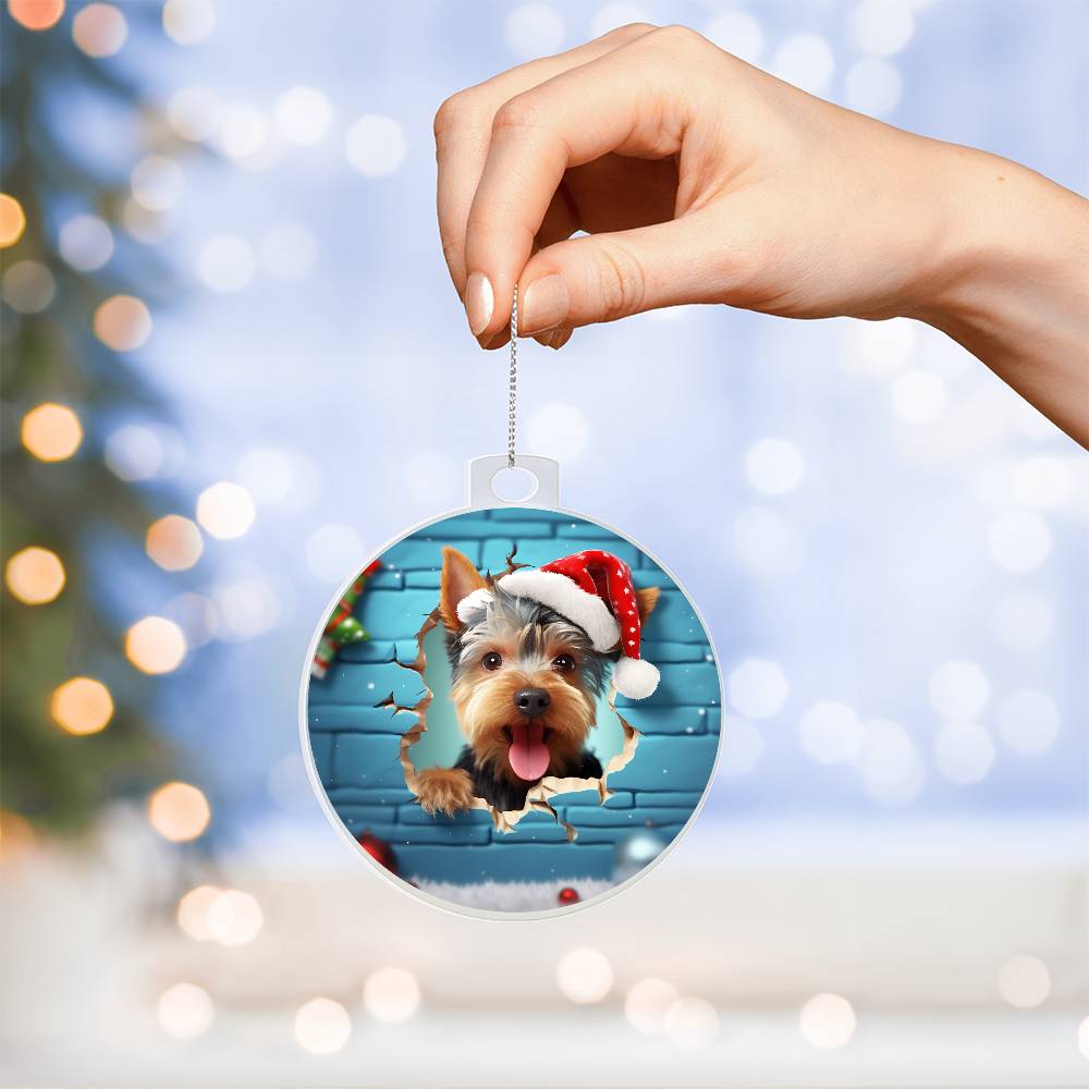 3D Dog christmas  Acrylic Ornament