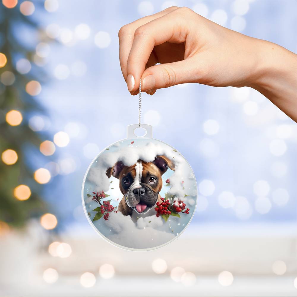 3D Dog christmas Acrylic Ornament