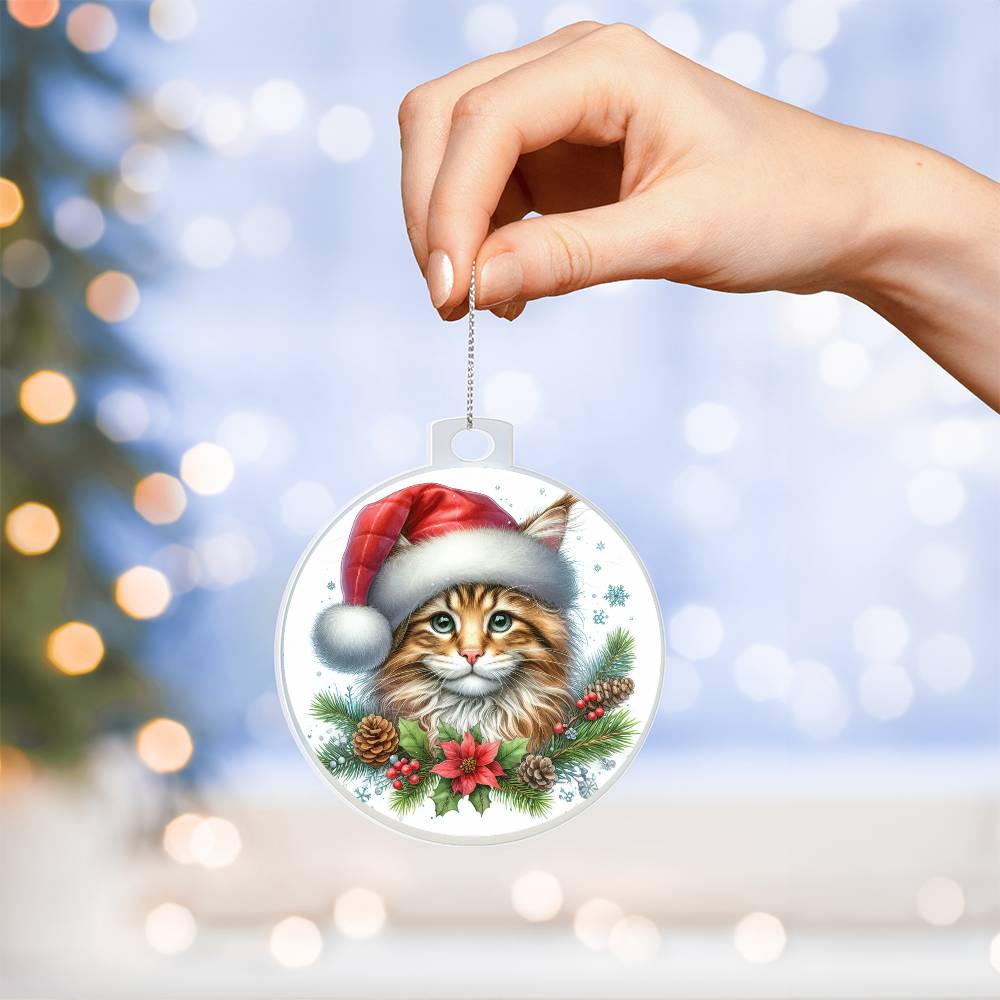 Merry christmas Cat Acrylic Ornament