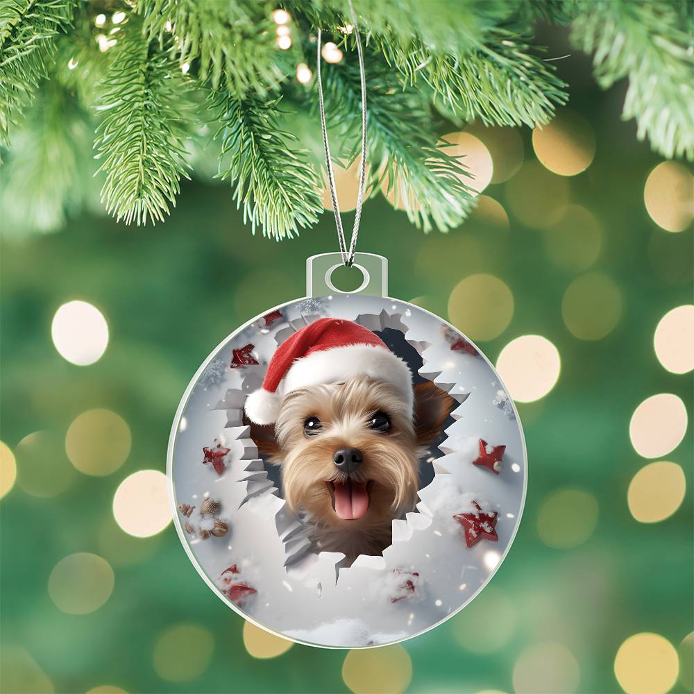 3D Dog  christmas Acrylic Ornament