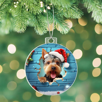 3D Dog christmas  Acrylic Ornament