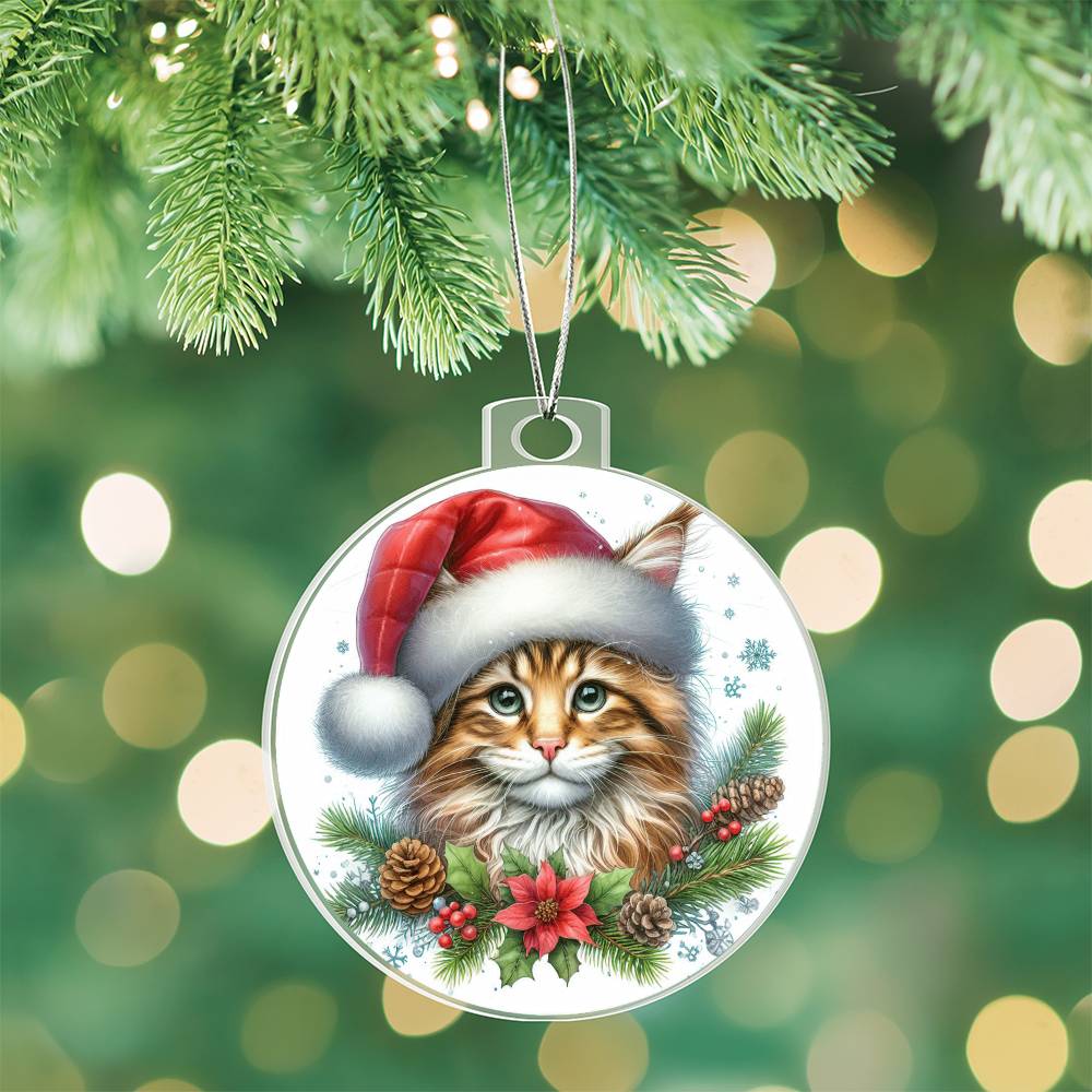 Merry christmas Cat Acrylic Ornament