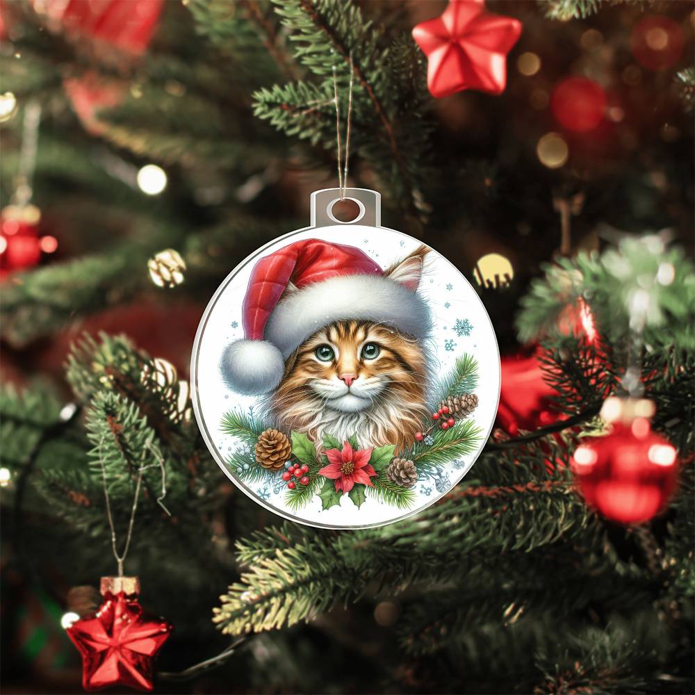 Merry christmas Cat Acrylic Ornament