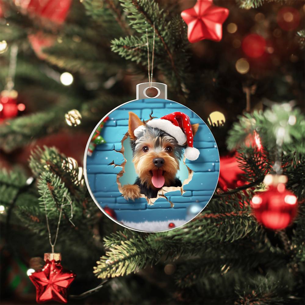 3D Dog christmas  Acrylic Ornament