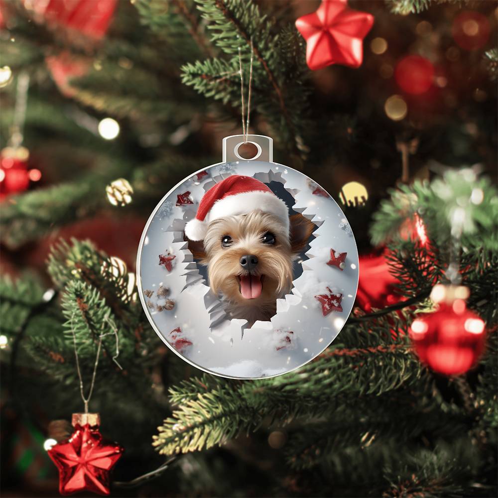 3D Dog  christmas Acrylic Ornament