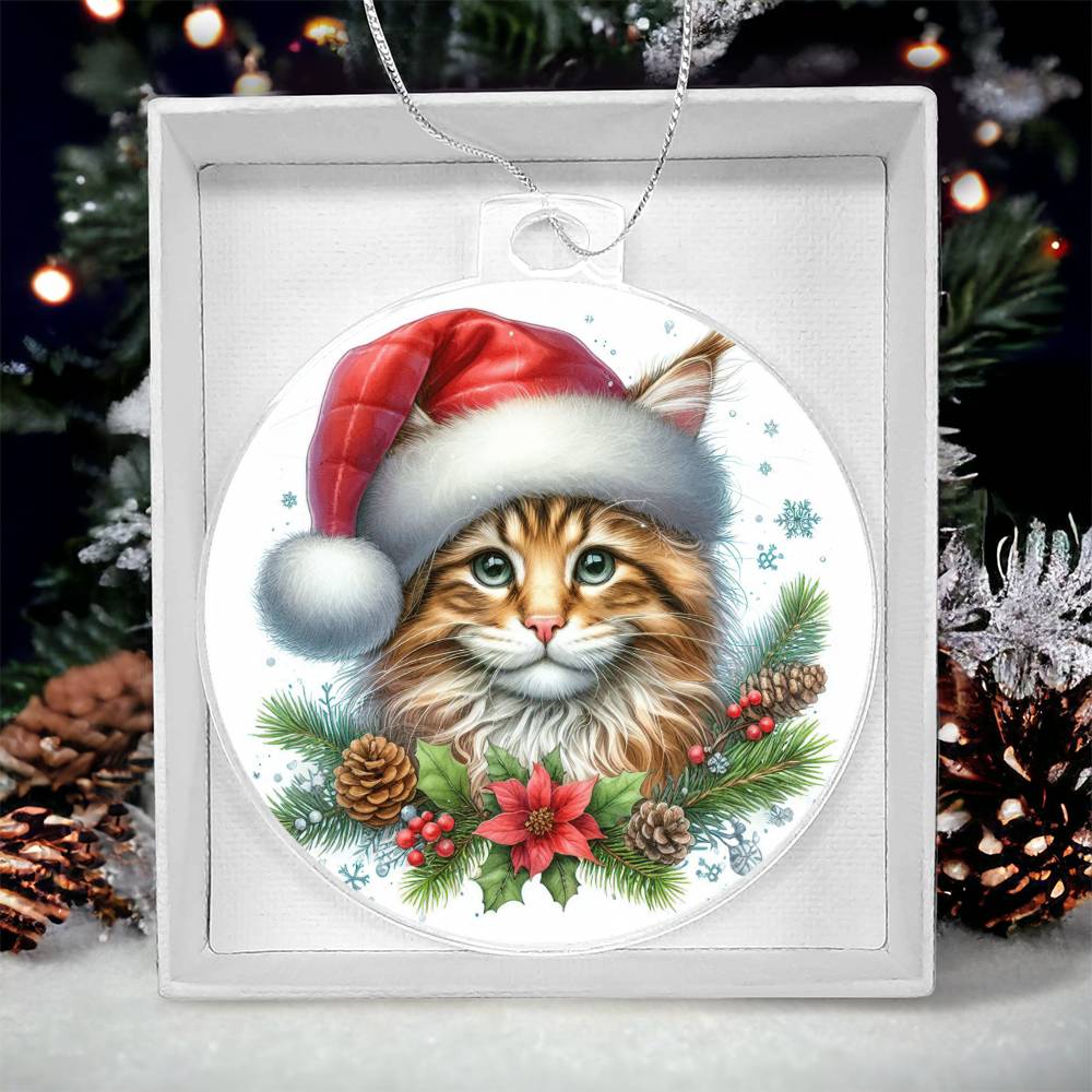 Merry christmas Cat Acrylic Ornament