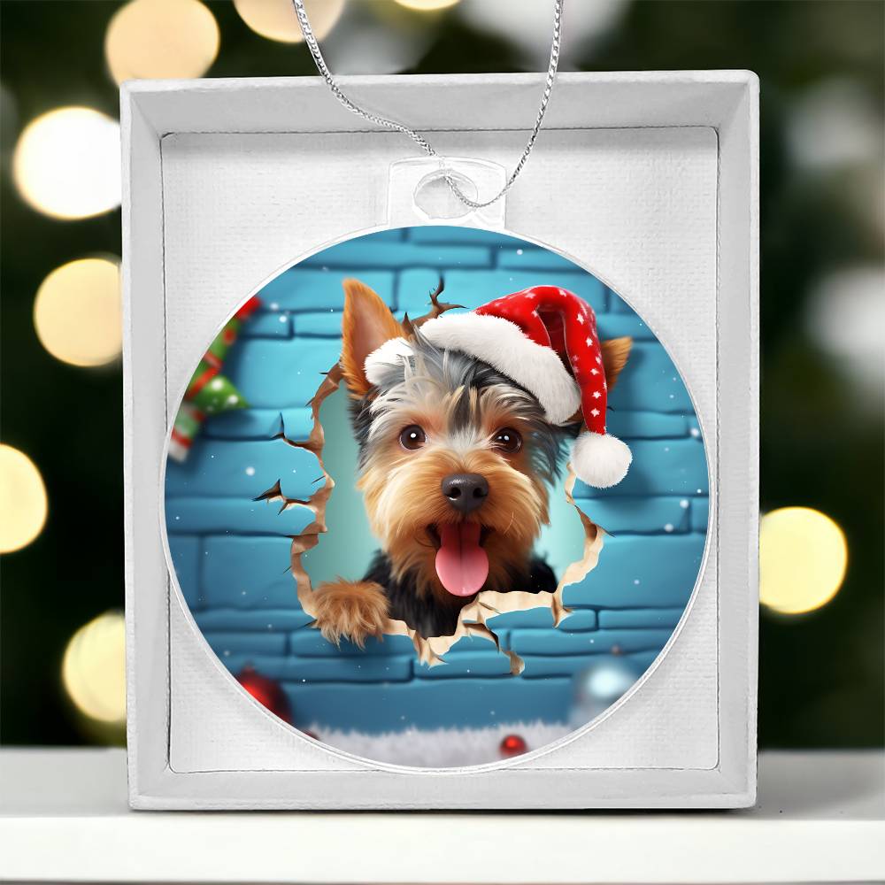 3D Dog christmas  Acrylic Ornament