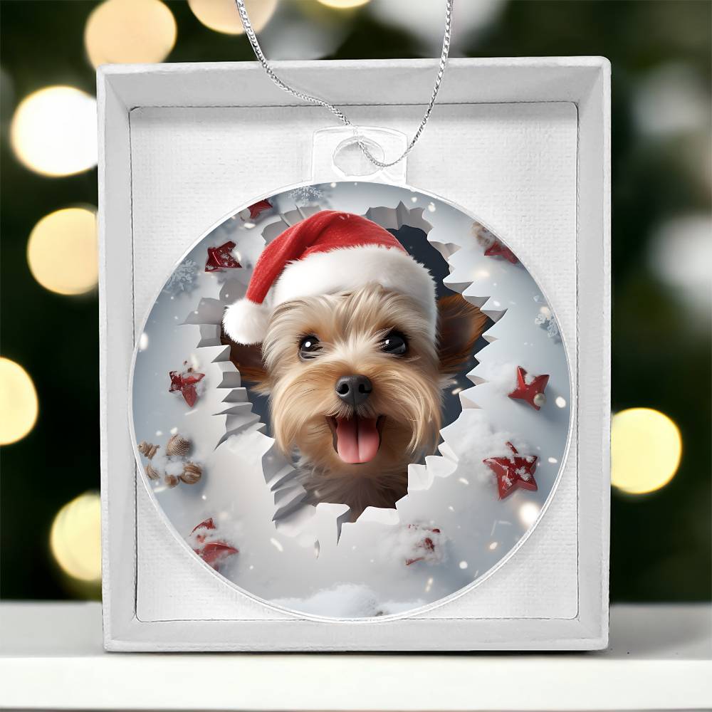 3D Dog  christmas Acrylic Ornament