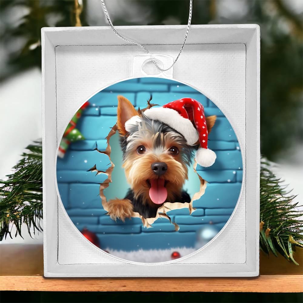 3D Dog christmas  Acrylic Ornament