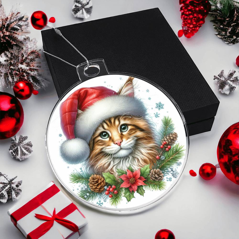 Merry christmas Cat Acrylic Ornament