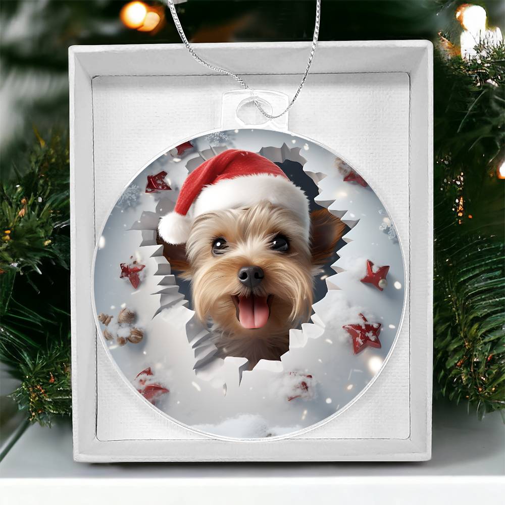 3D Dog  christmas Acrylic Ornament