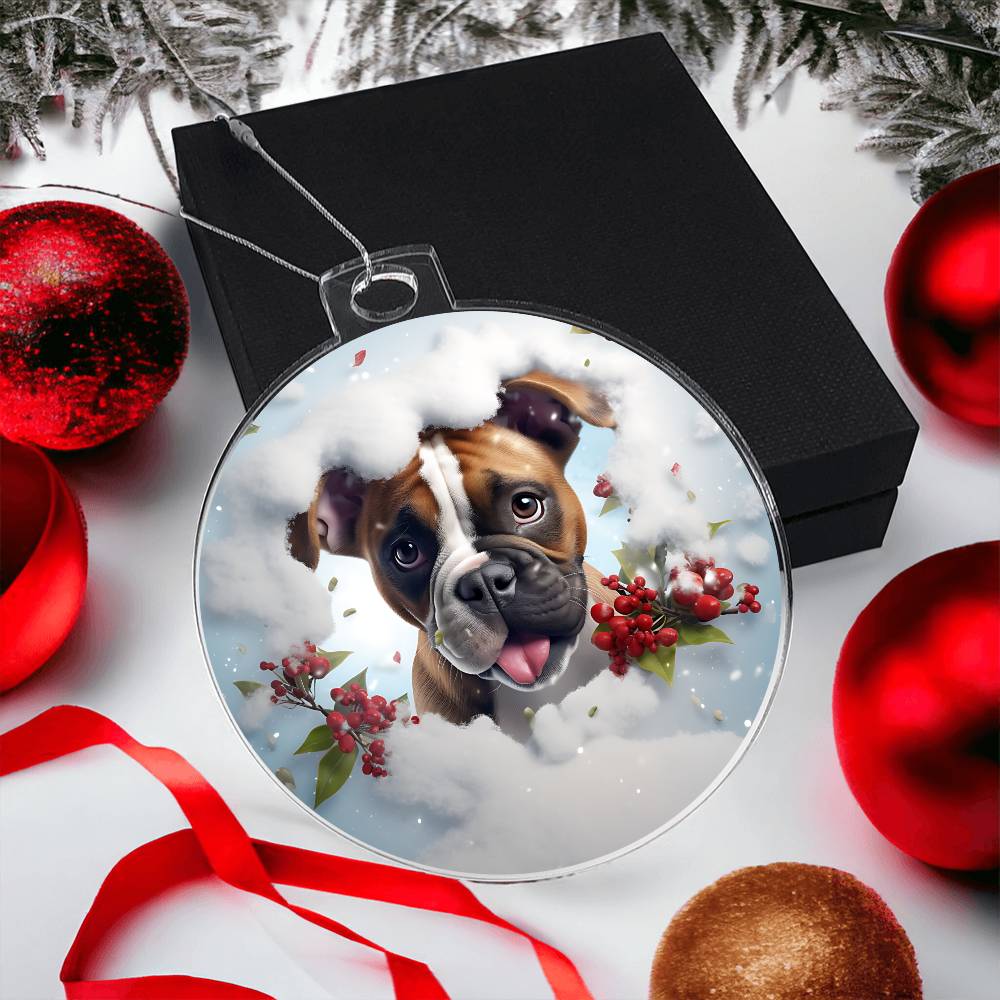 3D Dog christmas Acrylic Ornament