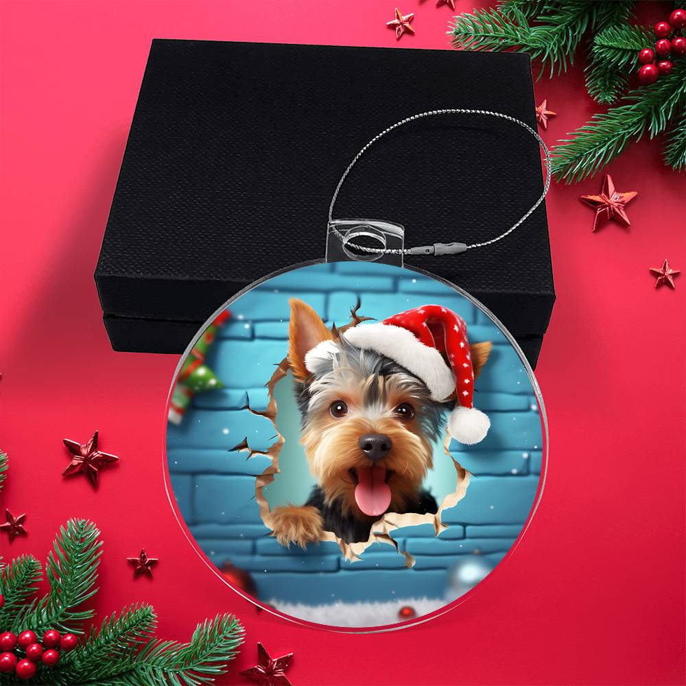 3D Dog christmas  Acrylic Ornament