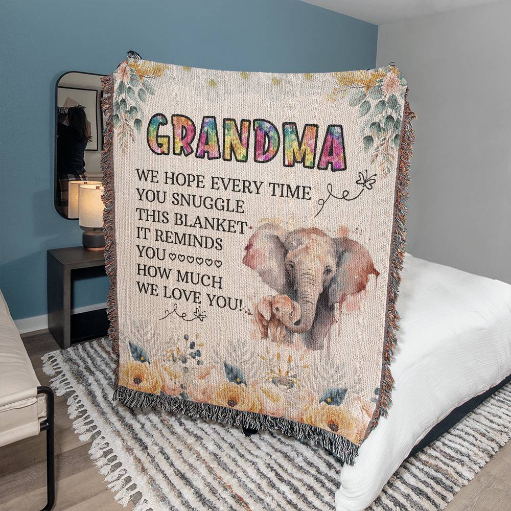 GRANDMA Heirloom Photo Woven Blanket