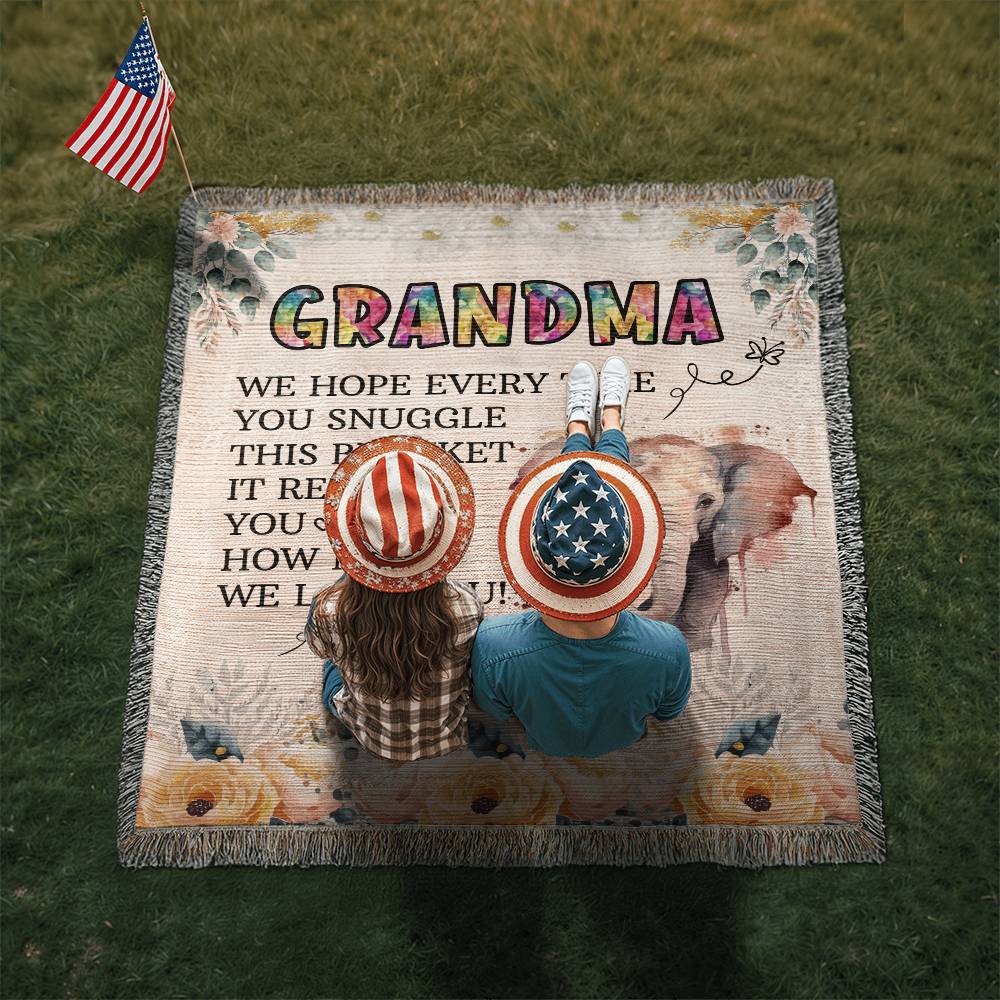 GRANDMA Heirloom Photo Woven Blanket