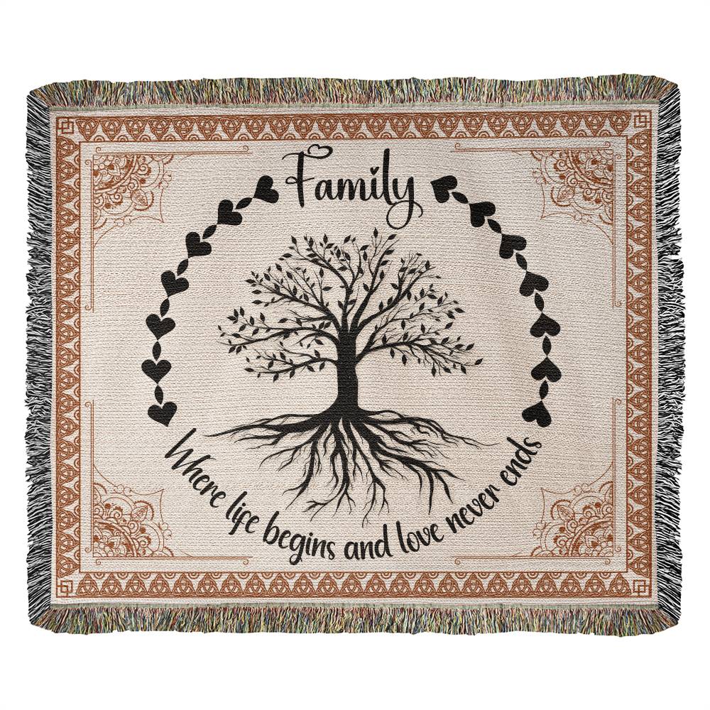 Family tree Heirloom Photo Woven Blanket