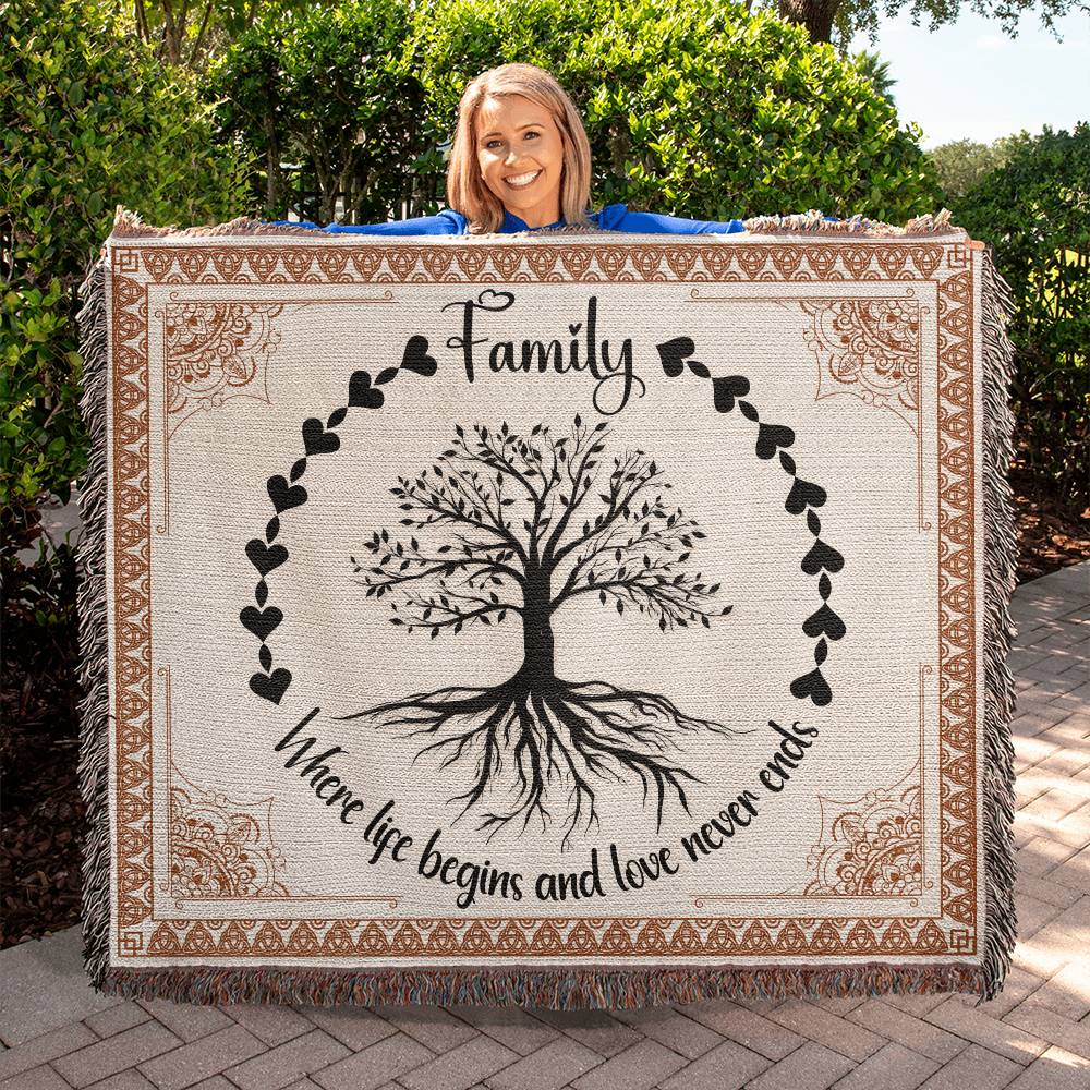 Family tree Heirloom Photo Woven Blanket