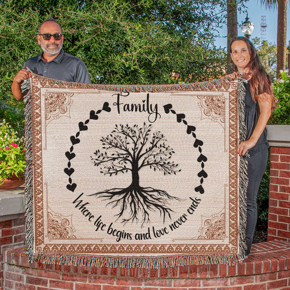 Family tree Heirloom Photo Woven Blanket