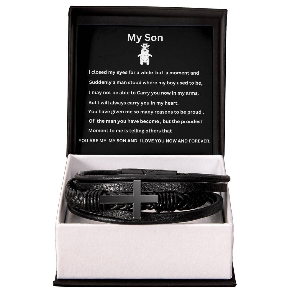 To My Son  Men's Cross Bracelet