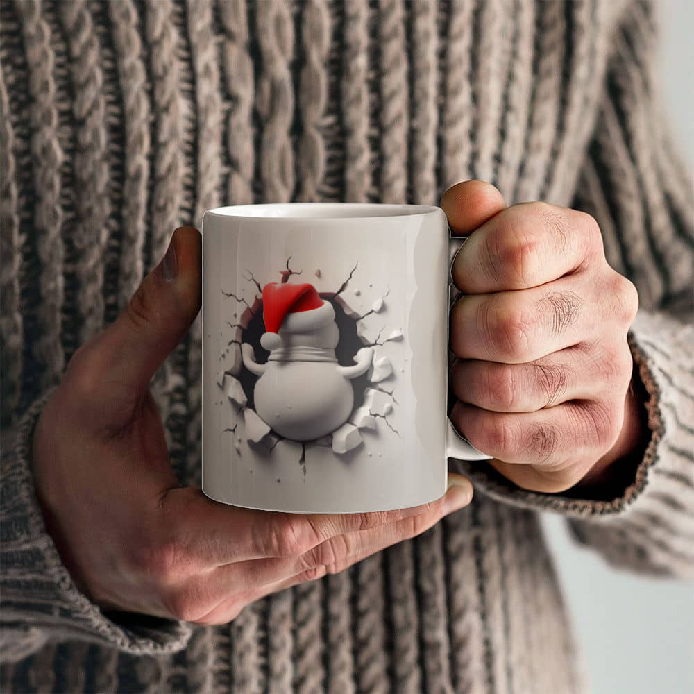 Snow man 3D White Ceramic Mug