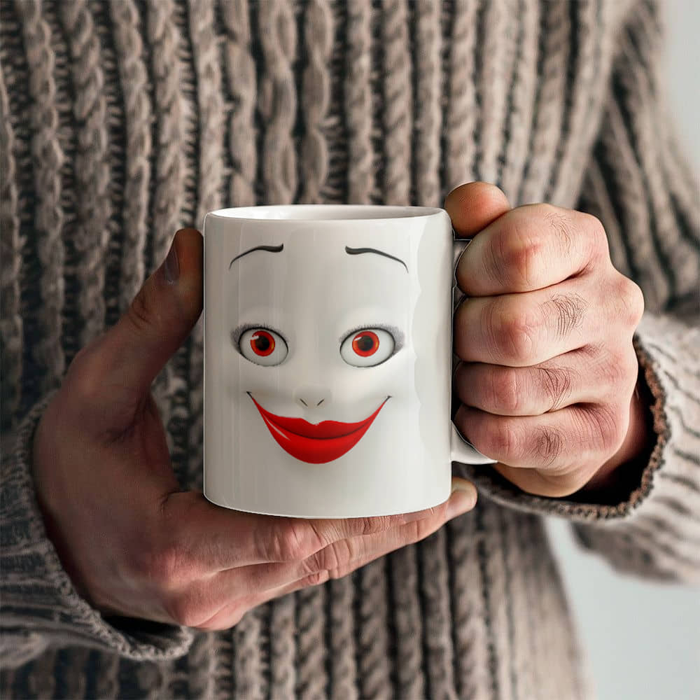 Women face 3D White Ceramic Mug