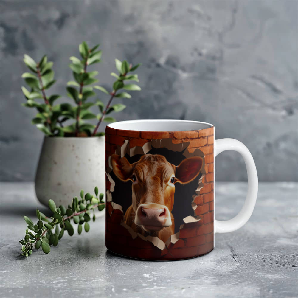 Brick Walls Funny Cow  Ceramic Mug