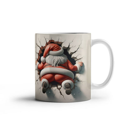 santa 3 D White Ceramic Mug