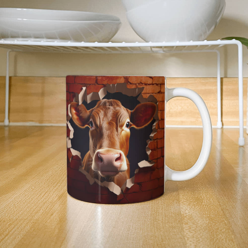 Brick Walls Funny Cow  Ceramic Mug